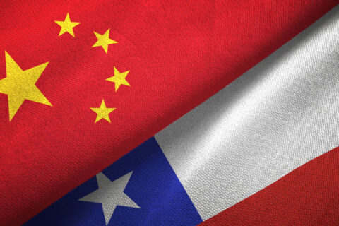 Chilean and Chinese flags